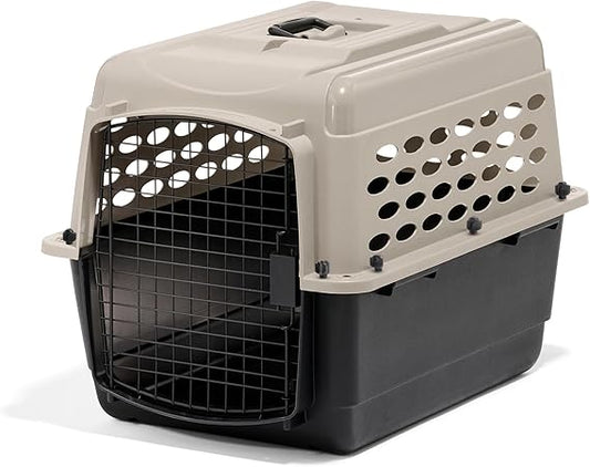 Petmate Vari Dog Kennel - Portable Dog Carriers & Crates for Medium Dogs, Airline-Friendly, Durable Plastic, Pet Carrier For Home and Travel, 28 Inches, Taupe and Black