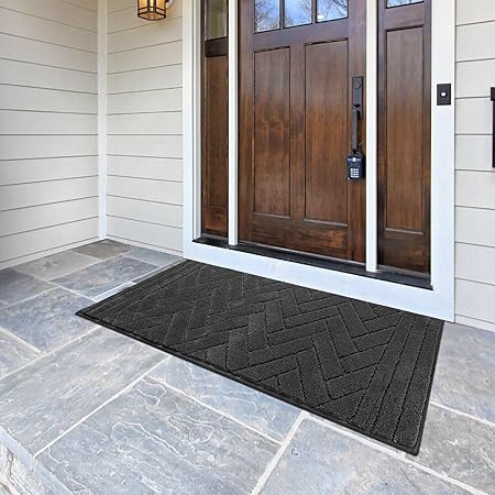 Dog Mat for Muddy Paws,Absorbs Moisture Dirt Non-Slip Washable Mud Mat for Dogs,Soft Rubber Backing Front Inside Pet Rug for Entryway, Mud Dog Paws, Patio(24"x59",Charcoal)